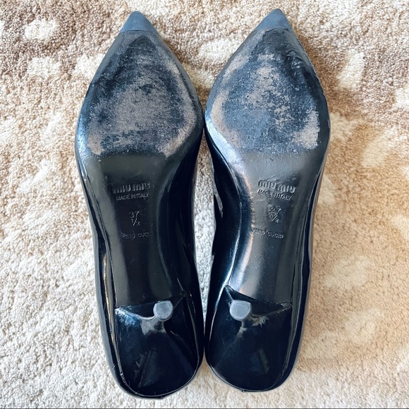Miu Miu Black Patent Leather Pointy Toe Heels Size 37 1/2 - Picture 12 of 14